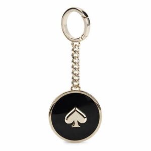 kate spade Black Enamel Spade Circle Keychain with Gold Hardware NWT